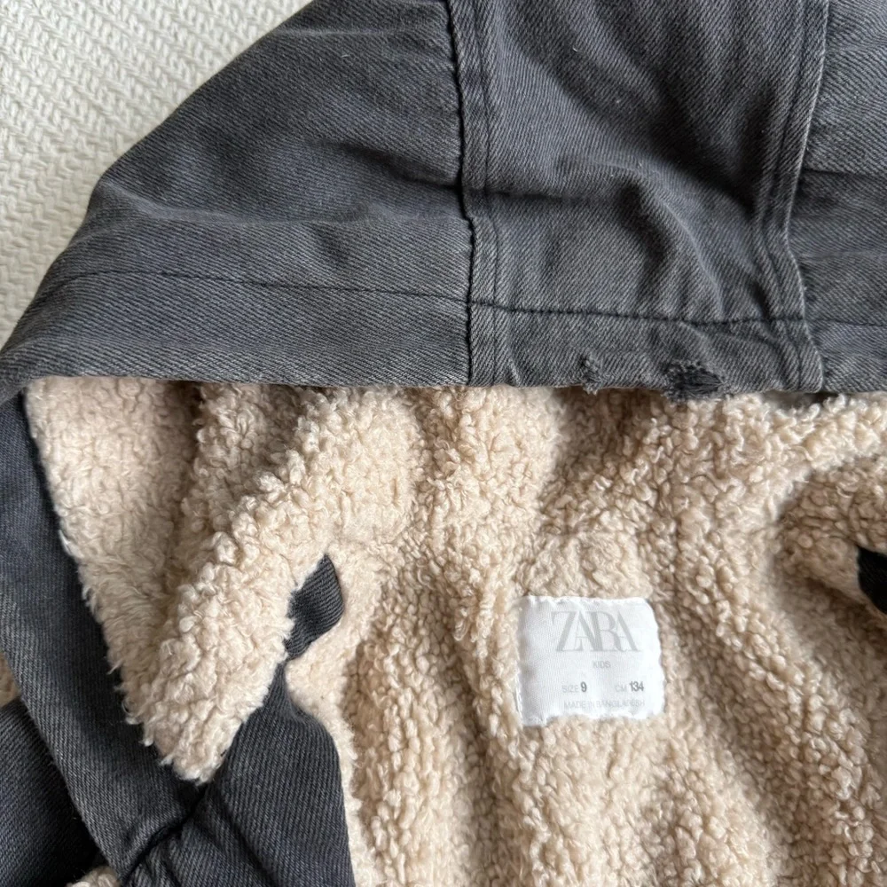 Zara Fleece Lined Black Denim Parka Coat